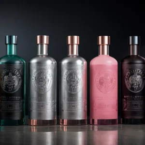 custom vodka bottles in various colors