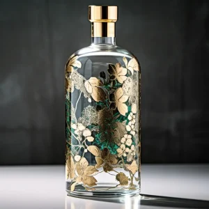 Luxurious gold leafing on glass Vodka Bottle 1000ml