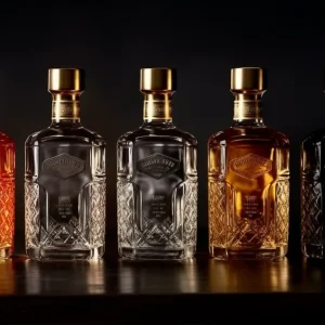 Premium Whiskey Bottle with Gold Stopper and Metal Label - 750ml