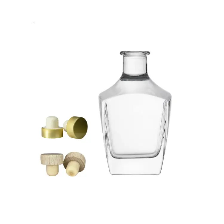 Premium Square Spirits Bottle 750ml | Customizable Wooden Stopper